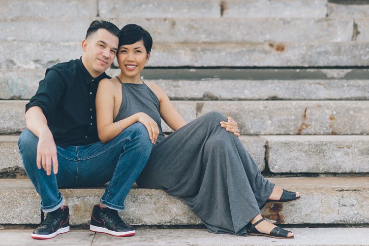Adrienne and Charlie's hip and stylish engagement session in Brooklyn, NY. Brooklyn NY engagement photography captured by NY NJ Wedding Photographers Pearl Paper Studio.