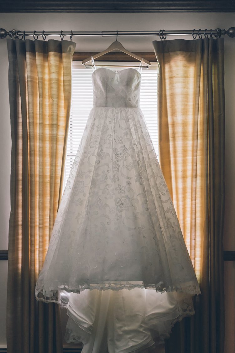 Bride's wedding dress. Erin and Lou's spring wedding at Gorgeous waterfront Indian Trail Club NJ captured by NY NJ Wedding Photographers Pearl Paper Studio.