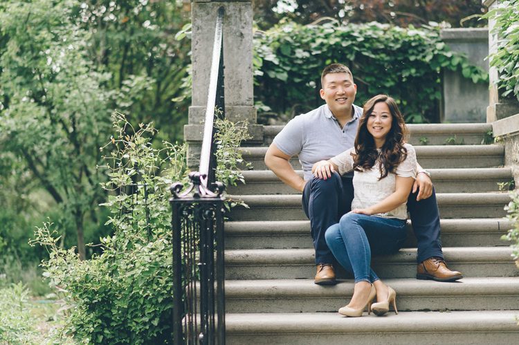 NJ wedding venue where you have so much green grass, nature NJ Botanical Garden with Meyna and Alex for their engagement session Captured by Steve from Pearl Paper Studio, NY and NJ Wedding Photography Studio.