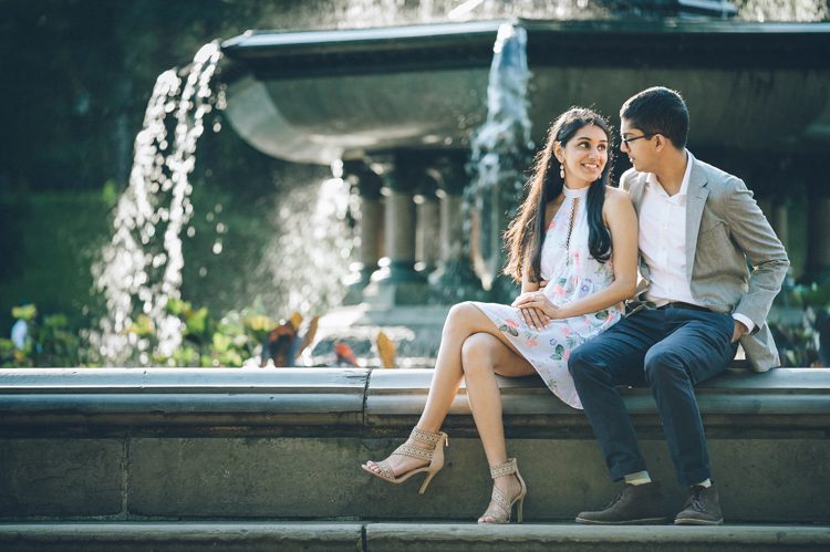 Summer engagement session in the most romantic place in the city at Central Park NY with Ashima and Anurag. We felt as if we were photographing tow models since Ashima and Anurag were so tall and lean. Their romantic, love session captured by Steve from Pearl Paper Studio, NY and NJ Wedding Photography Studio.